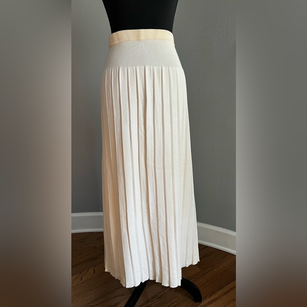 Vintage Joan Vass cream white midaxi skirt sweater  knit size 2 fits size XL